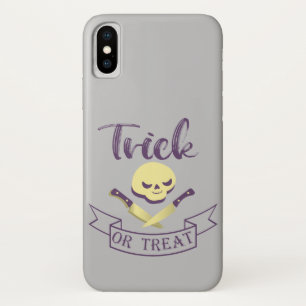 トリックまたは治療スカルクロスボーンハロウィーンリボンT iPhone X ケース