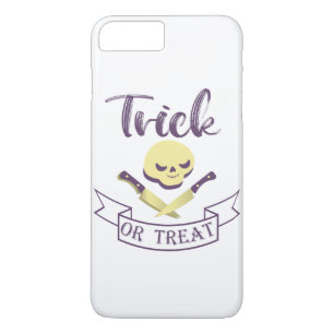 トリックまたは治療スカルクロスボーンハロウィーンリボンT iPhone 8 PLUS/7 PLUSケース