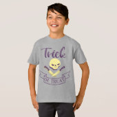 トリックまたは治療スカルクロスボーンハロウィーンリボンT Tシャツ (正面フル)