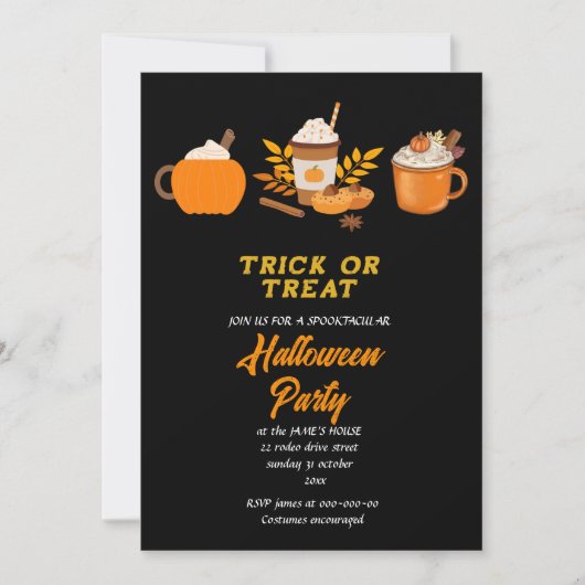トリックまたは治療ハローウィンパーティ時間 招待状 (正面)