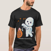 トリックまたは治療ミイラのハロウィンキャンディおもしろい子供がshir tシャツ (正面)