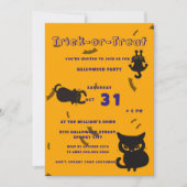トリックまたは治療 | かわいい黒猫ハロウィン 招待状 (正面)