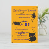 トリックまたは治療 | かわいい黒猫ハロウィン 招待状 (スタンド正面)
