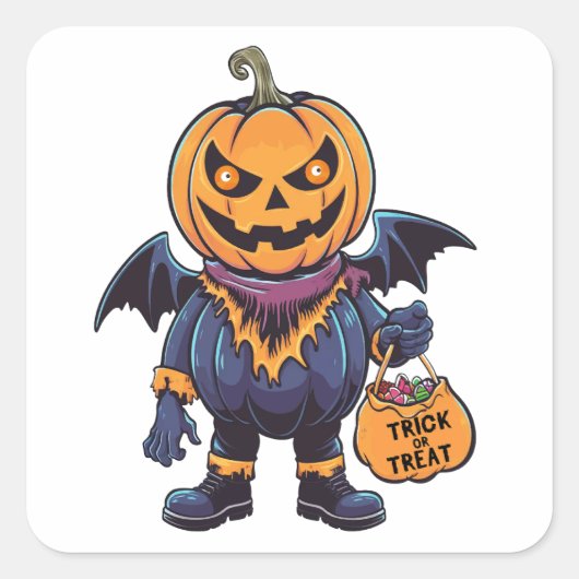 トリックまたは治療 | ハッピーハローウィン スクエアシール (正面)