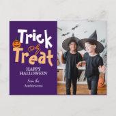 トリックまたは治療 |ハロウィン不気味家族の写真 シーズンポストカード (正面)