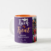 トリックまたは治療 |ハロウィン不気味家族の写真 ツートーンマグカップ (正面左)