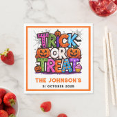 トリックまたは治療 | 可愛いハロウィーンバッシュパーティー スタンダードランチョンナプキン (インサイチュ)