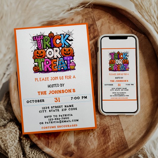 トリックまたは治療 | 可愛いハロウィーンバッシュパーティー 招待状