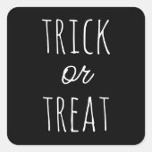 トリックまたは治療。可愛い白黒ハロウィーン スクエアシール (正面)