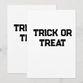 トリックまたは。トリートハロウィーン不気味なブラックシンプルミニ 招待状 (正面/裏面)