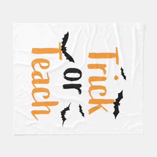 トリックまた教えは – ハロウィーンデザイン フリースブランケット (正面(横))