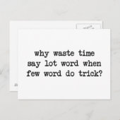 トリックを行う単語が少ないときに時間を無駄にする理由 ポストカード (正面/裏面)