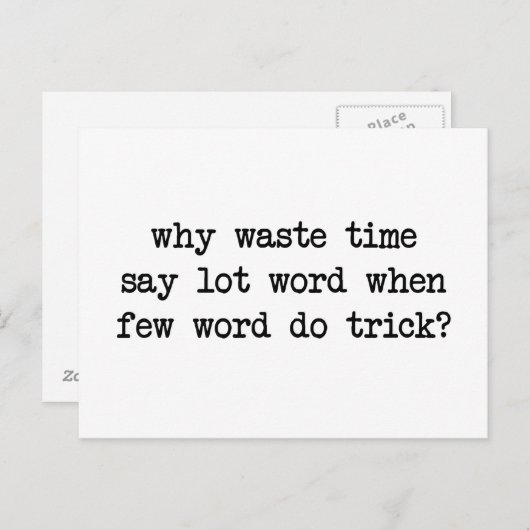 トリックを行う単語が少ないときに時間を無駄にする理由 ポストカード (正面/裏面)