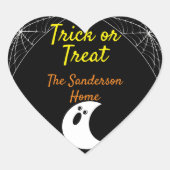 トリックアンドトリートミニマル幽霊ハロウィンファミリー ハートシール (正面)