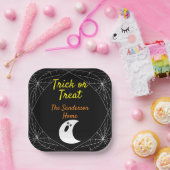 トリックアンドトリートミニマル幽霊ハロウィンファミリー ペーパープレート (パーティー)