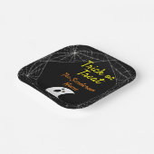 トリックアンドトリートミニマル幽霊ハロウィンファミリー ペーパープレート (傾斜あり)