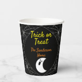 トリックアンドトリートミニマル幽霊ハロウィンファミリー 紙コップ (裏面)
