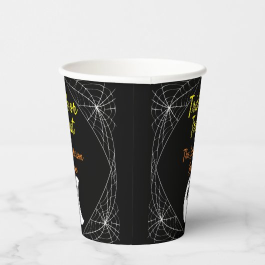 トリックアンドトリートミニマル幽霊ハロウィンファミリー 紙コップ (右)