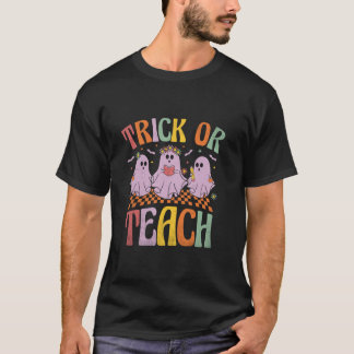 トリックア教えルハロウィーン幽霊先生かわいい本L Tシャツ