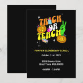 トリックオアティーチ 編集可能なカボチャの招待状 招待状 (正面/裏面)