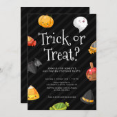 トリックオアトリートカットかわいいハローウィンパーティ 招待状 (正面/裏面)