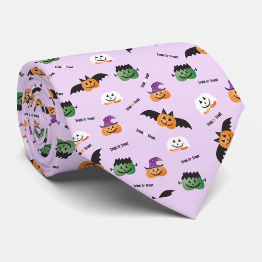 トリックオアトリートカボンプキンパターンこうもりフランケンシュタイン ネクタイ (ロール)
