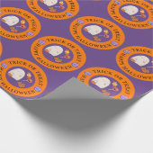 トリックオアトリートハッピーハローウィンかわいい幽霊 ラッピングペーパー (角)