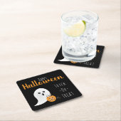 トリックオアトリートハッピーハローウィン幽霊 不気味 スクエアペーパーコースター (インサイチュ)