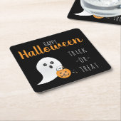 トリックオアトリートハッピーハローウィン幽霊 不気味 スクエアペーパーコースター (アングル)