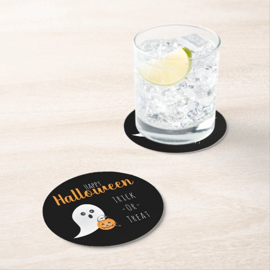 トリックオアトリートハッピーハローウィン幽霊 不気味 ラウンドペーパーコースター (インサイチュ)