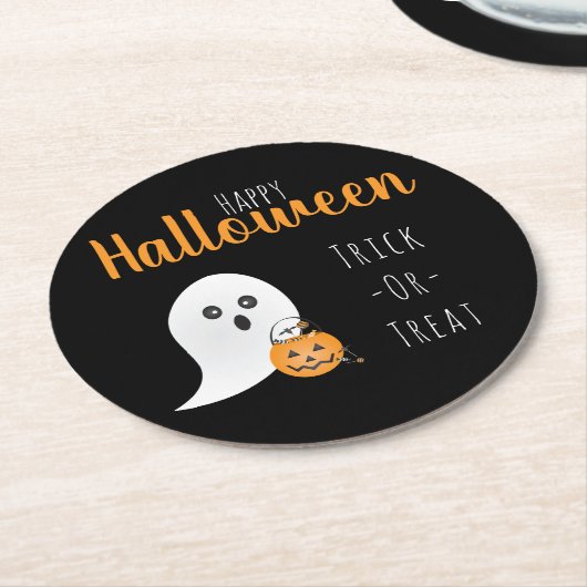 トリックオアトリートハッピーハローウィン幽霊 不気味 ラウンドペーパーコースター (アングル)