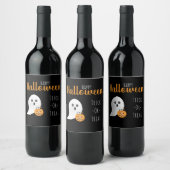 トリックオアトリートハッピーハローウィン幽霊 不気味 ワインラベル (ボトル)