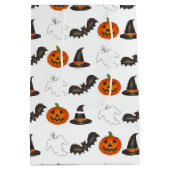 トリックオアトリートハロウィーンこうもりかぼちゃの幽霊魔女 ミディアムペーパーバッグ (裏面)