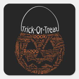 トリックオアトリートハロウィーンのカボチャのちょうちんタイポグラフィオレンジ スクエアシール