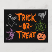 トリックオアトリートハロウィーンカボチャ幽霊魔女 ポストカード (正面)