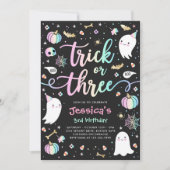 トリックオアトリートハロウィーン幽霊3rd誕生日パーティー 招待状 (正面)