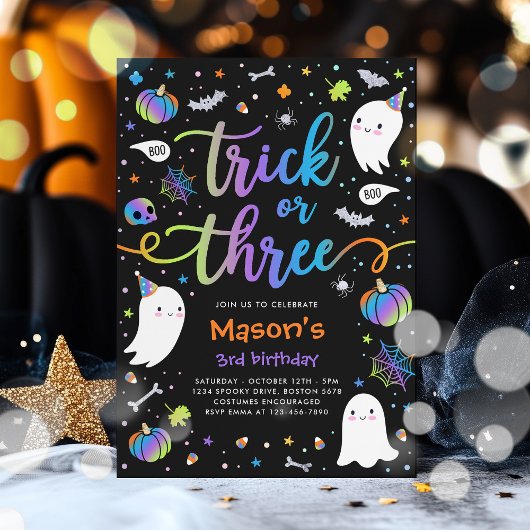 トリックオアトリートハロウィーン幽霊3rd誕生日パーティー 招待状
