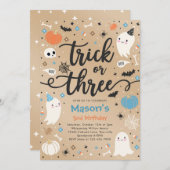 トリックオアトリートハロウィーン幽霊3rd誕生日パーティー 招待状 (正面/裏面)