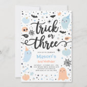 トリックオアトリートハロウィーン幽霊3rd誕生日パーティー 招待状 (正面)