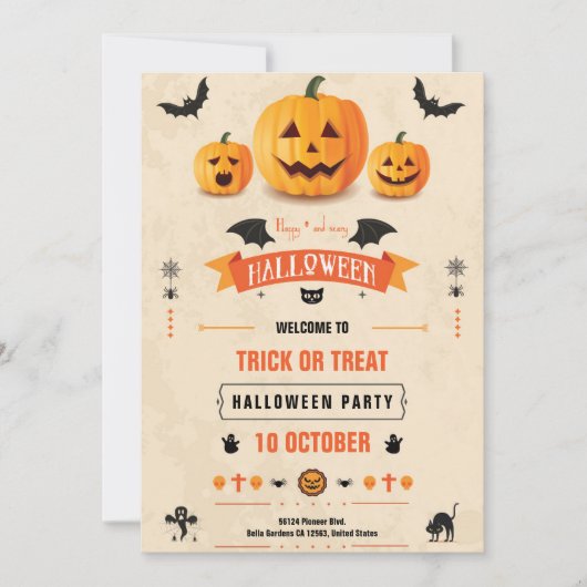 トリックオアトリートハローウィンパーティ招待状 招待状 (正面)