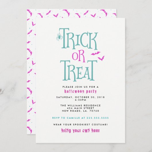 トリックオアトリートハローウィンパーティ招待状 招待状 (正面/裏面)