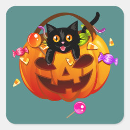 トリックオアトリートハローウィンパーティ猫 スクエアシール