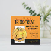 トリックオアトリートパンプキンハロウィーン誕生日 招待状 (スタンド正面)