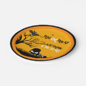 トリックオアトリートフクロウ&スカルイラストレーション ペーパープレート (アングル)