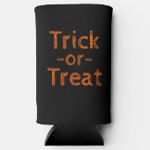 トリックオアトリートブラックとオレンジハロウィーンテーマ スリム缶クーラー (正面)