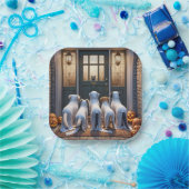 トリックオアトリート幽霊犬 ペーパープレート (パーティー)