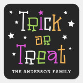トリックオアトリート スターズ ハッピー ハロウィン スクエアシール (正面)