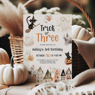 トリックオアトリート ハロウィン3歳誕生日 招待状