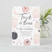 トリックオアトリート　ボホハロウィンゴースト　３歳誕生日 招待状 (スタンド正面)