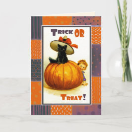 トリックオアトリート！ヴィンテージおもしろいキッドのハロウィーン カード